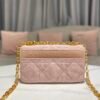 DIOR CARO handbag rose pink linen oversized rattan pattern Size:20 *12 *7cm
