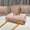 DIOR CARO handbag rose pink linen oversized rattan pattern Size:20 *12 *7cm